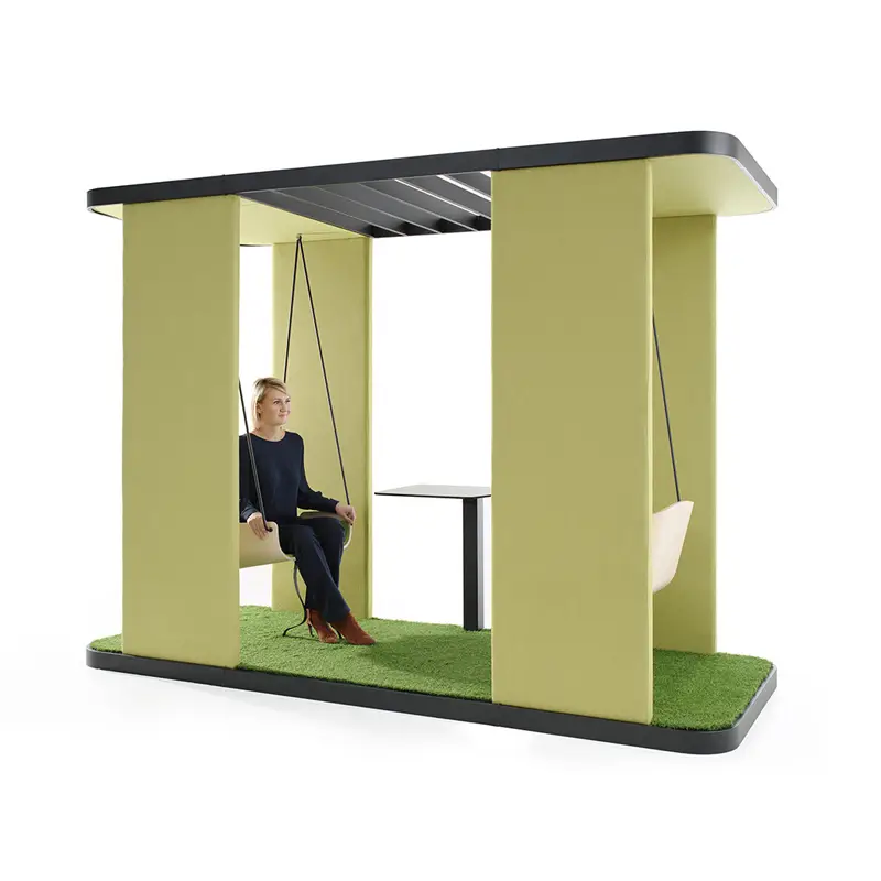 Bejot-Social-Swing-schommelstoel-kantoorschommel-schommel-creatief-biophilic-design-uniek-product-2-persoons-schommel-groen-houten-stoel