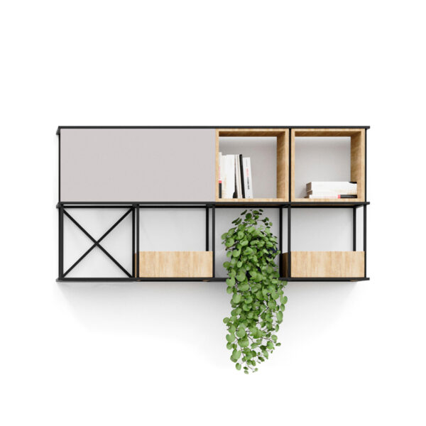 Bejot-Saar-industriële-kast-kantoorkast-planten-modulaire-stalen-wandkast-kast-hout-zwart-metaal-staal