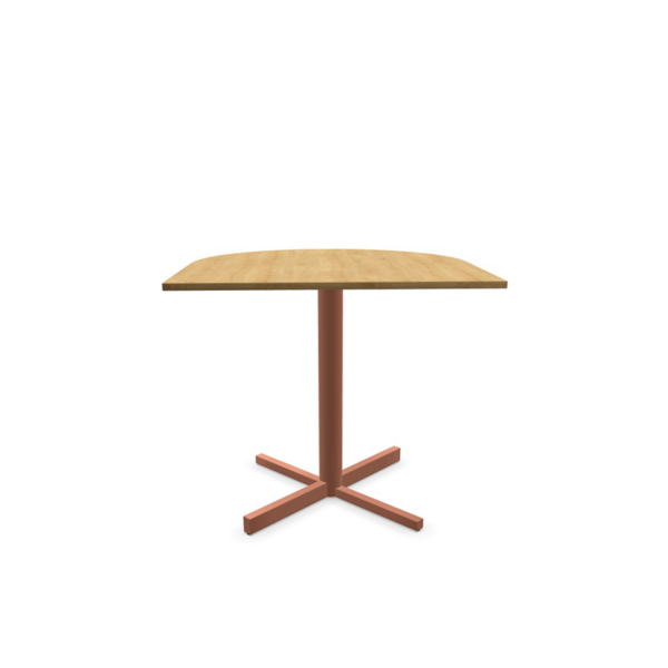 Bejot-Table-Cross-horeca-lage-tafel-hout-metalen-terra-onderstel-halfrond-tafelblad-hout