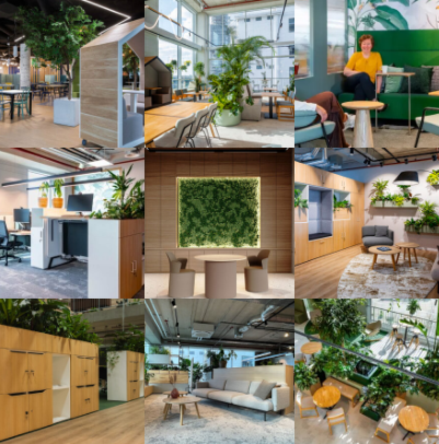 collage met projectinrichting van be-max office concepts