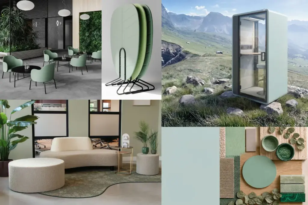 Biophilic Design interieur inspiratie moodboard meubels groen planten