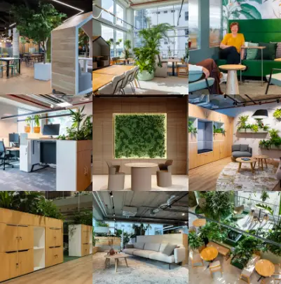 collage met projectinrichting van be-max office concepts