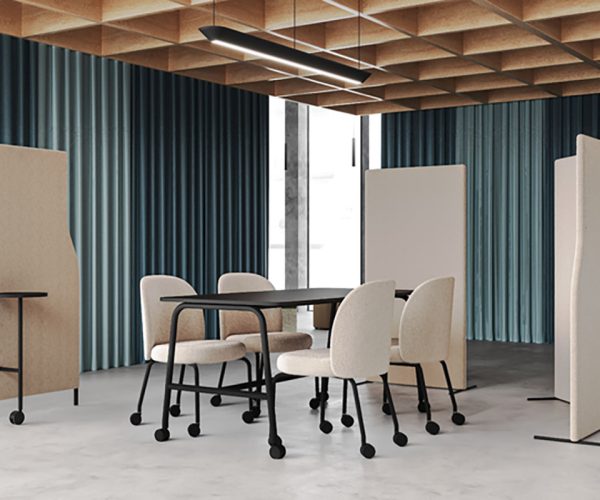 Bejot-Flos-akoestische-wandpanelen-panelen-kantoor-vergaderstoelen-op-wielen-akoestische-schermen-hoge-bank-lage-bank-loungestoel