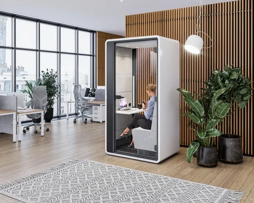 Hushoffice Hushhybrid akoestische werkplek voor op kantoor