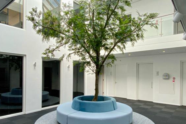 bejot-quadra-modualaire-bank-ronde-bank-biophilic-design-biofilia-interieur-ontvangsthal-receptie-ontmoetingsplek-kantoorinrichting-kantoorinterieur-projectinrichting